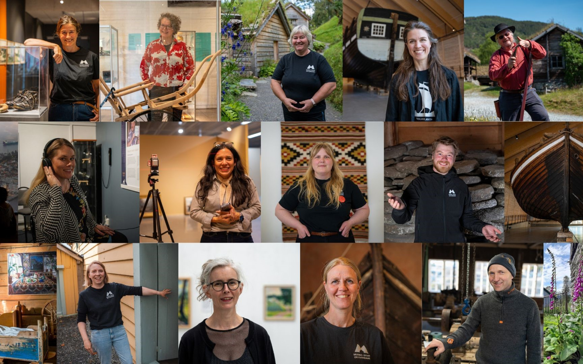 Collage av bilder med museumsfolk